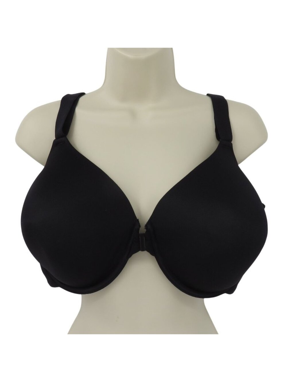 Vanity Fair 44DD 76384 Full Figure Front Close Underwire Bra Solid Black Lined